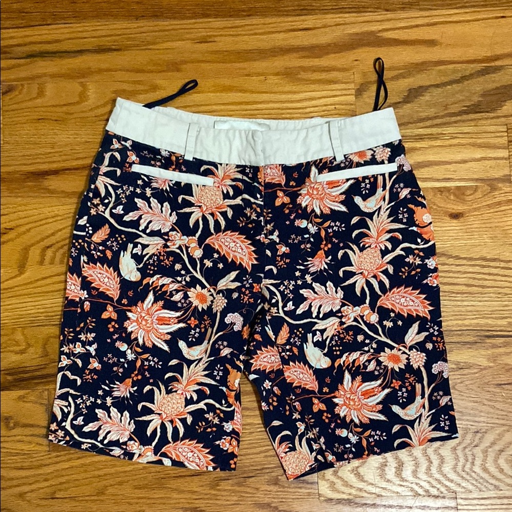 Leifsdottir Blue and Orange Flat Front Shorts
